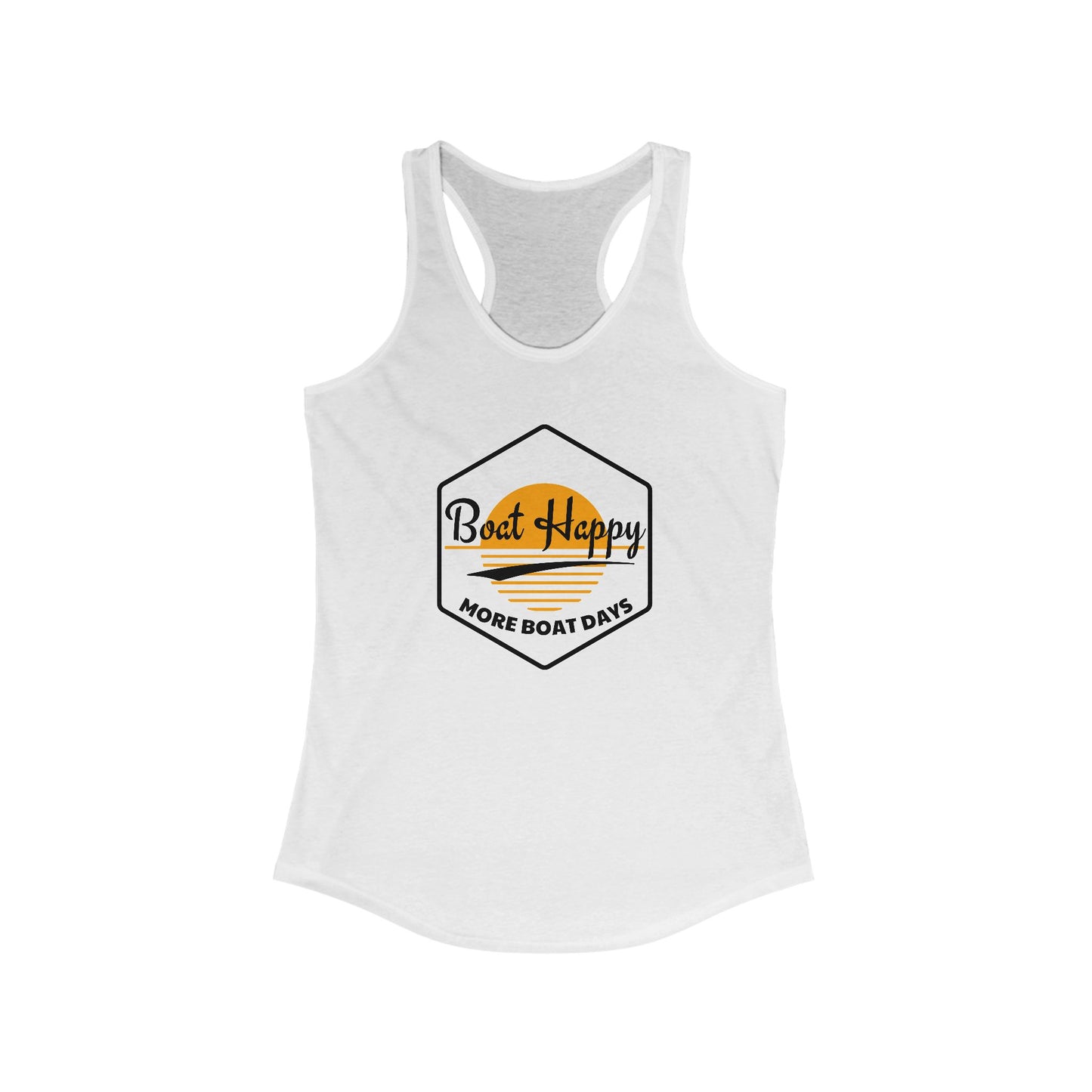 Boat Happy Racerback Tank, Sunset Boating Tank, Nautical Coastal Apparel, Beach Vacation Tank, Boat Lover Gift