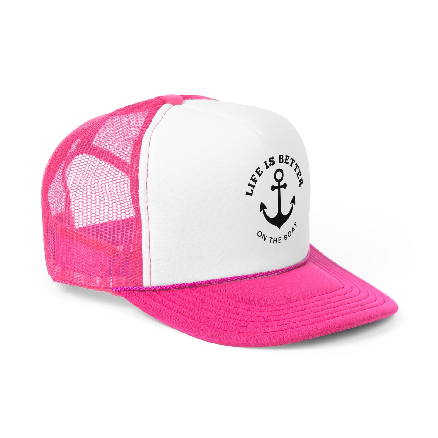 Life Is Better on the Boat Trucker Hat – Otto Mesh Back Boating Cap by Boat Happy