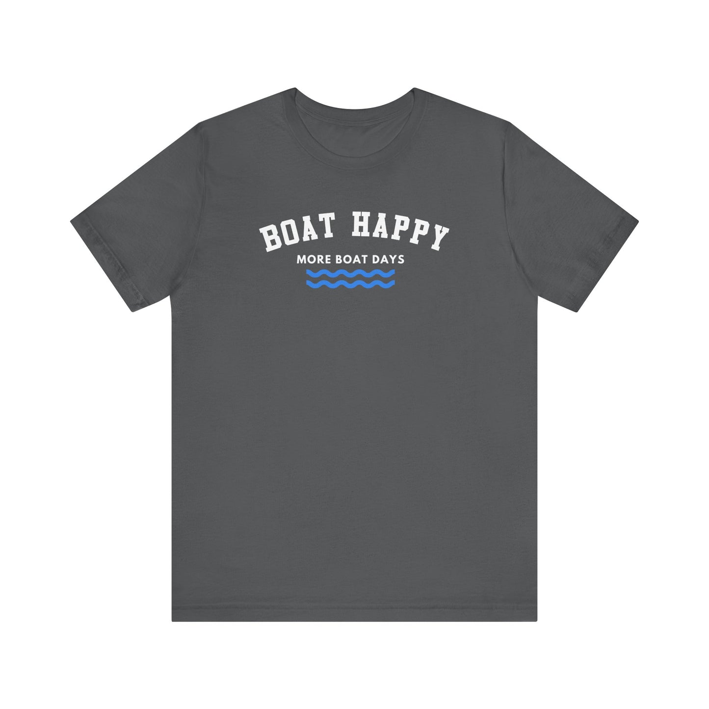Classic Boat Happy Logo T-Shirt, Bella + Canvas Unisex Jersey Tee, Nautical Coastal Shirt, Boating Gift for Him & Her, Ocean Life Apparel