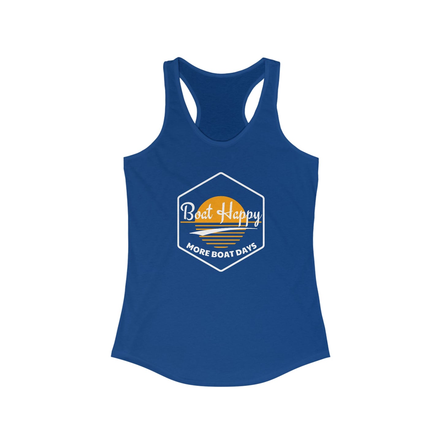 Boat Happy Racerback Tank, Sunset Boating Tank, Nautical Coastal Apparel, Beach Vacation Tank, Boat Lover Gift