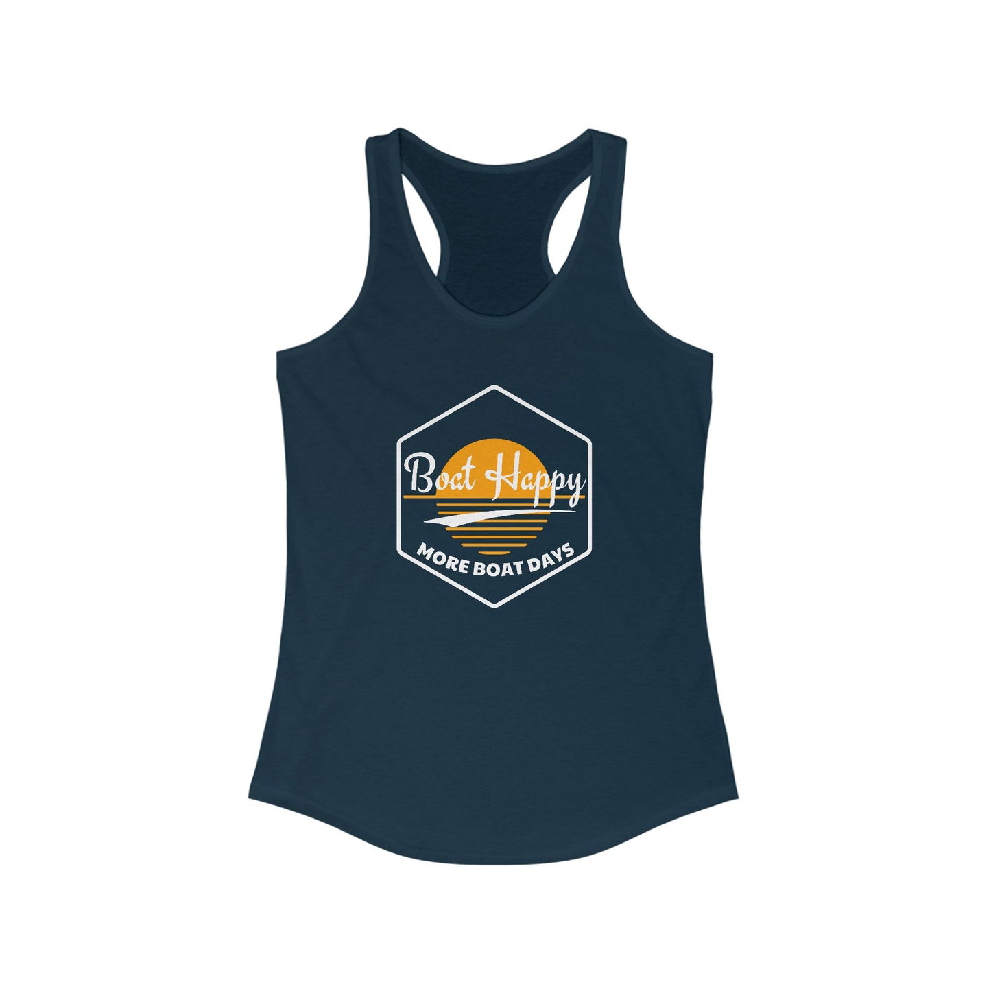 Boat Happy Racerback Tank, Sunset Boating Tank, Nautical Coastal Apparel, Beach Vacation Tank, Boat Lover Gift