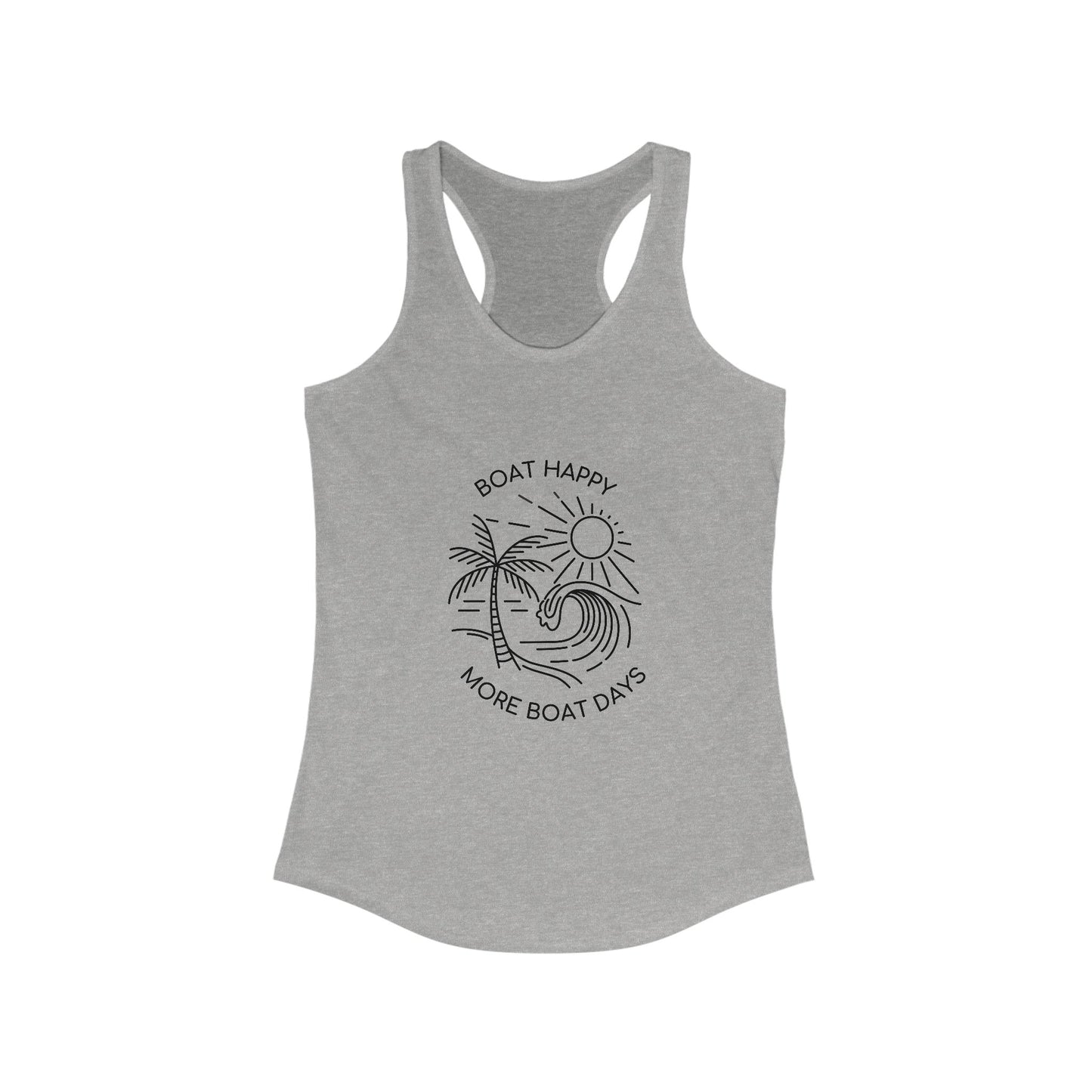 Boating Racerback Tank | Next Level 1533 Tank Top, Palm Tree Wave Sun Design, Coastal Summer Tank, Nautical Beach Tank, Boat Lover Gift