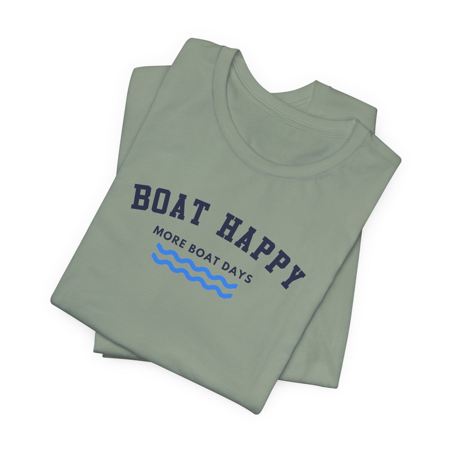 Classic Boat Happy T-Shirt, Bella + Canvas Unisex Jersey Tee, Nautical Boating Shirt, Coastal Lifestyle Apparel, Ocean Lover Gift