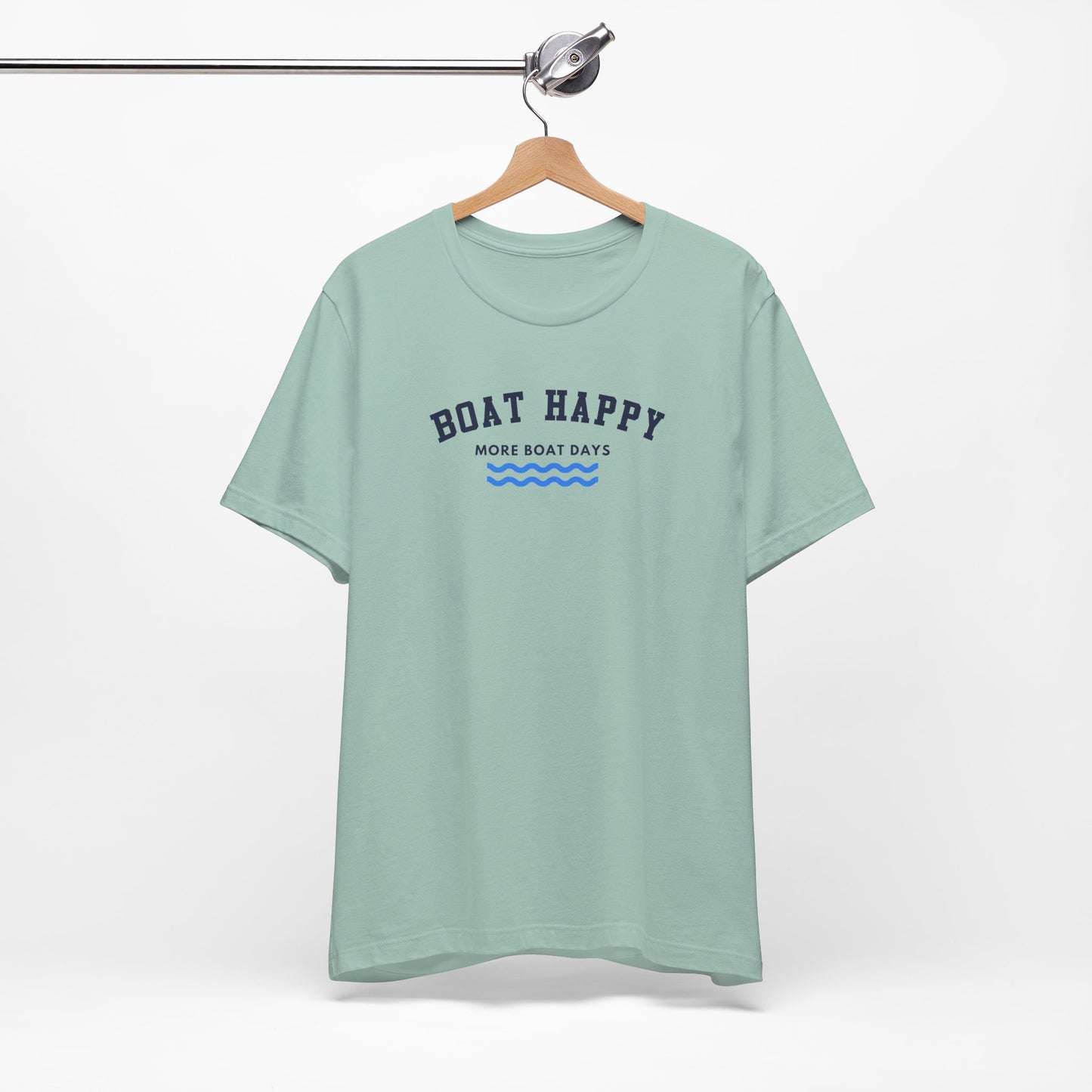 Classic Boat Happy T-Shirt, Bella + Canvas Unisex Jersey Tee, Nautical Boating Shirt, Coastal Lifestyle Apparel, Ocean Lover Gift