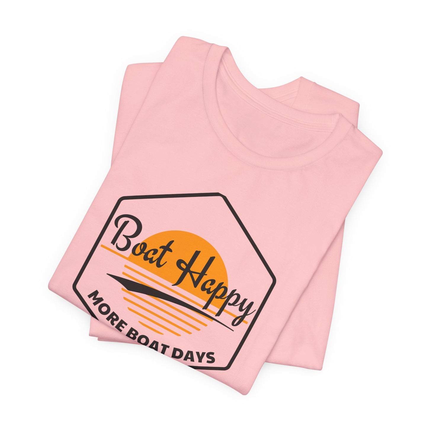 Boat Happy T-Shirt, Sunset Hexagon Design, Perfect T-Shirt for Boat or Beach Lover, Boating Lifestyle Shirt, Coastal Sunset Graphic Tee, Boating T-Shirt