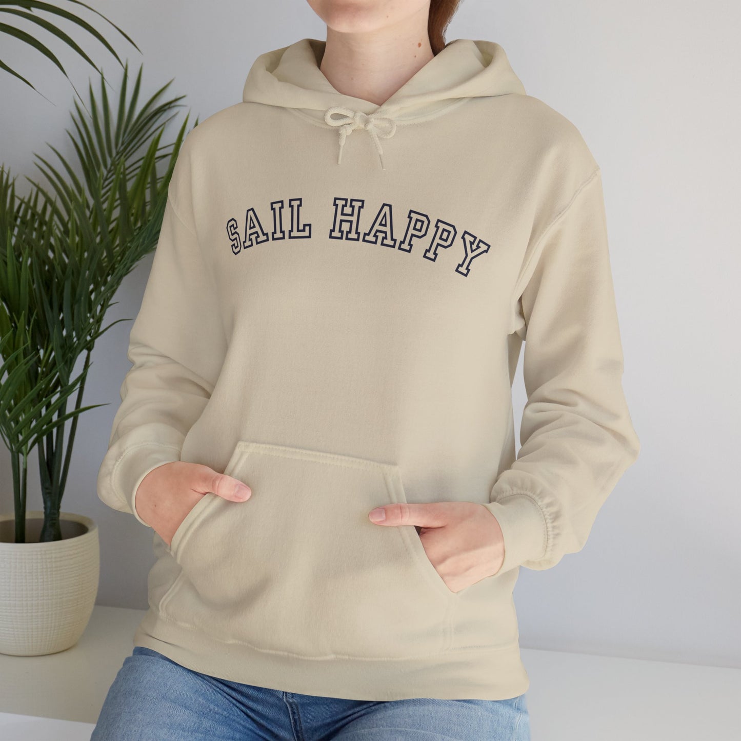 Sail Happy Hoodie, Gildan 18500 Sweatshirt for Warmth & Comfort, Perfect for Cool Sailing Adventures, Heavy Blend Sail Happy Sweatshirt