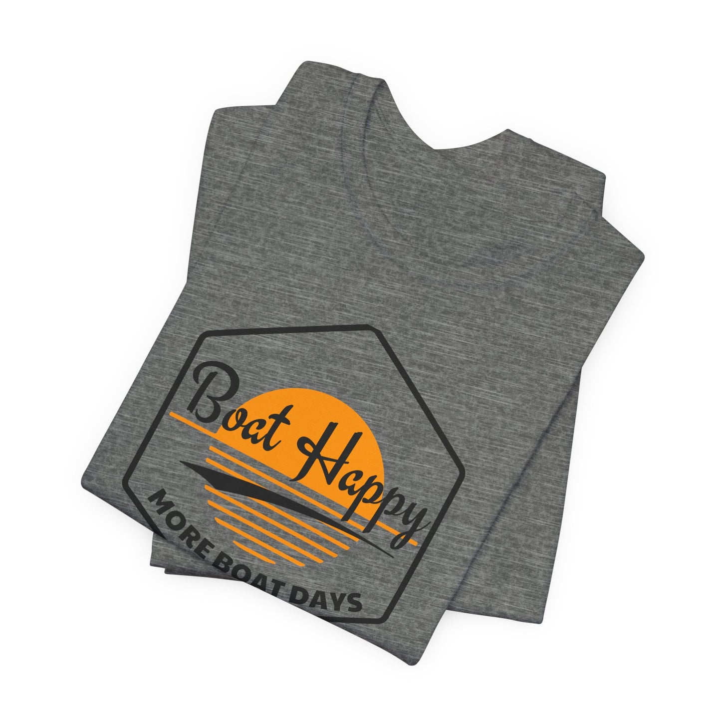 Boat Happy T-Shirt, Sunset Hexagon Design, Perfect T-Shirt for Boat or Beach Lover, Boating Lifestyle Shirt, Coastal Sunset Graphic Tee, Boating T-Shirt