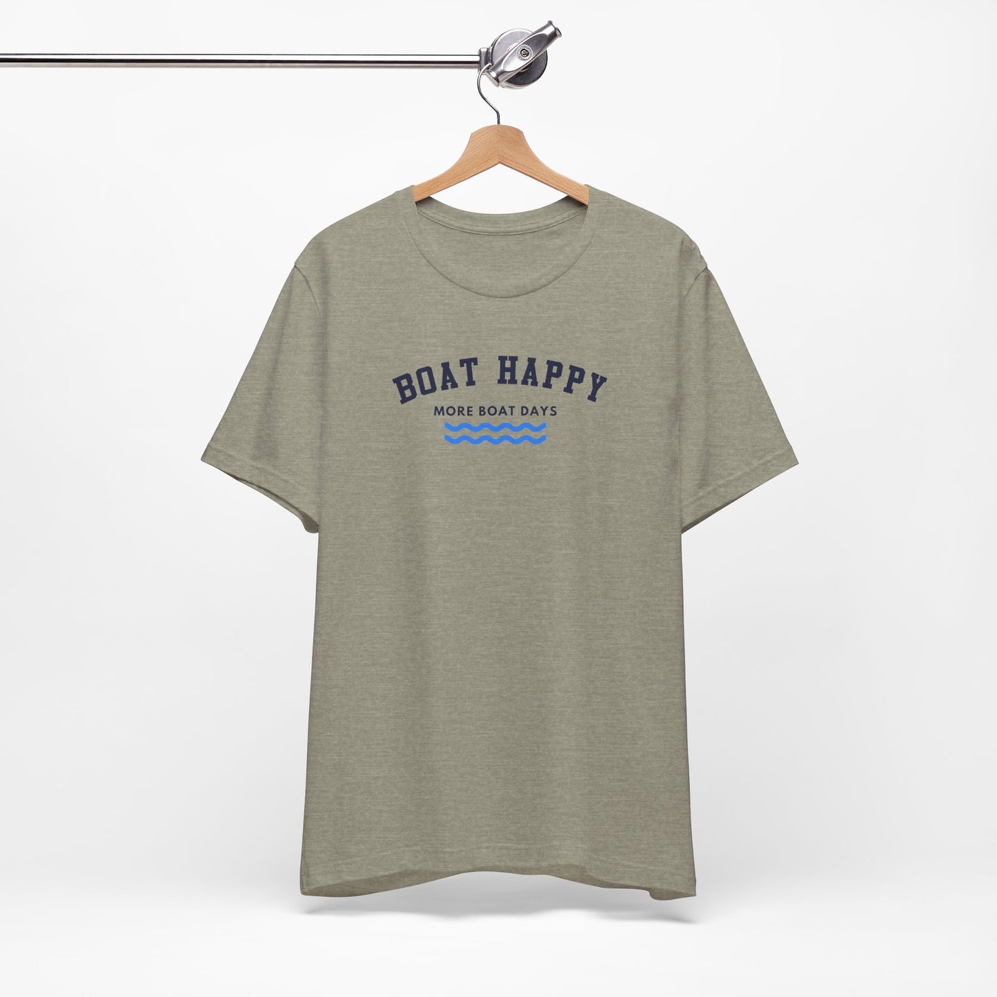Classic Boat Happy T-Shirt, Bella + Canvas Unisex Jersey Tee, Nautical Boating Shirt, Coastal Lifestyle Apparel, Ocean Lover Gift