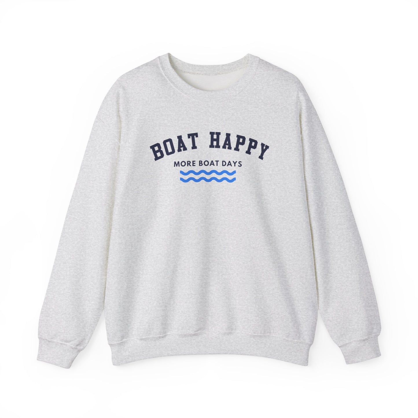 Boat Happy Classic Logo Crewneck Sweatshirt, Unisex Heavy Blend for Cozy Coastal Days, Boating Sweatshirt, Nautical Sweatshirt, Boating Pullover