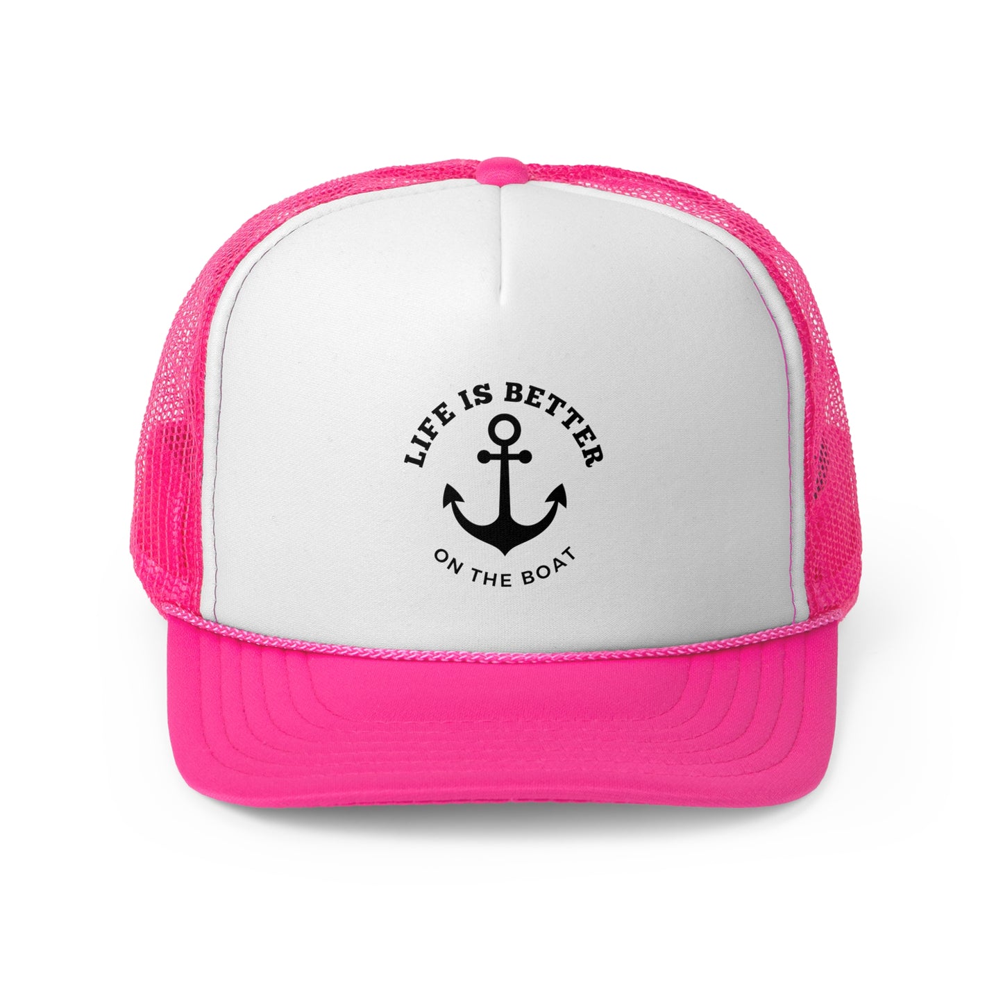 Life Is Better on the Boat Trucker Hat – Otto Mesh Back Boating Cap by Boat Happy