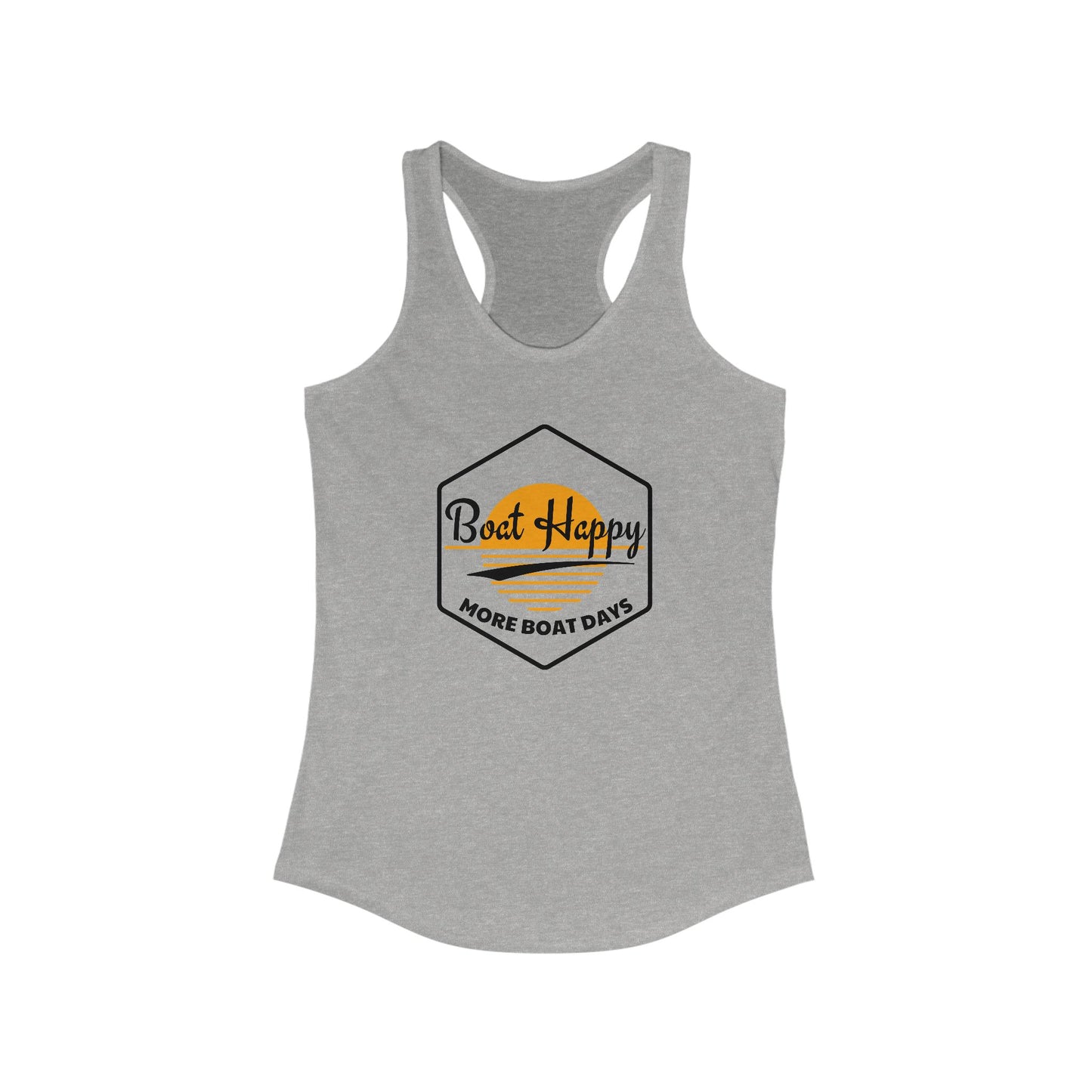 Boat Happy Racerback Tank, Sunset Boating Tank, Nautical Coastal Apparel, Beach Vacation Tank, Boat Lover Gift
