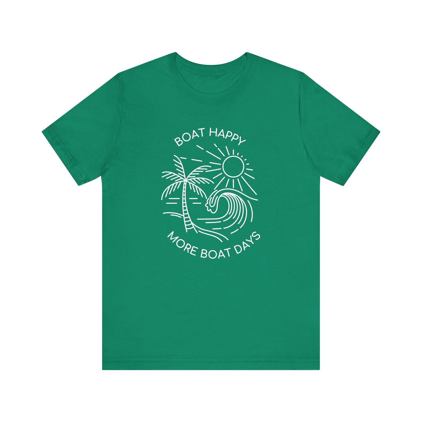 Boat Happy T-Shirt Palm Tree Design - Bella + Canvas 3001 Unisex Tee