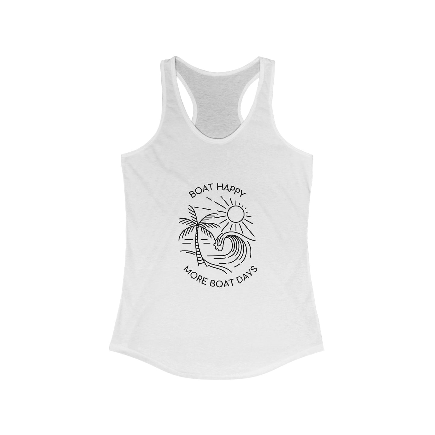 Boating Racerback Tank | Next Level 1533 Tank Top, Palm Tree Wave Sun Design, Coastal Summer Tank, Nautical Beach Tank, Boat Lover Gift