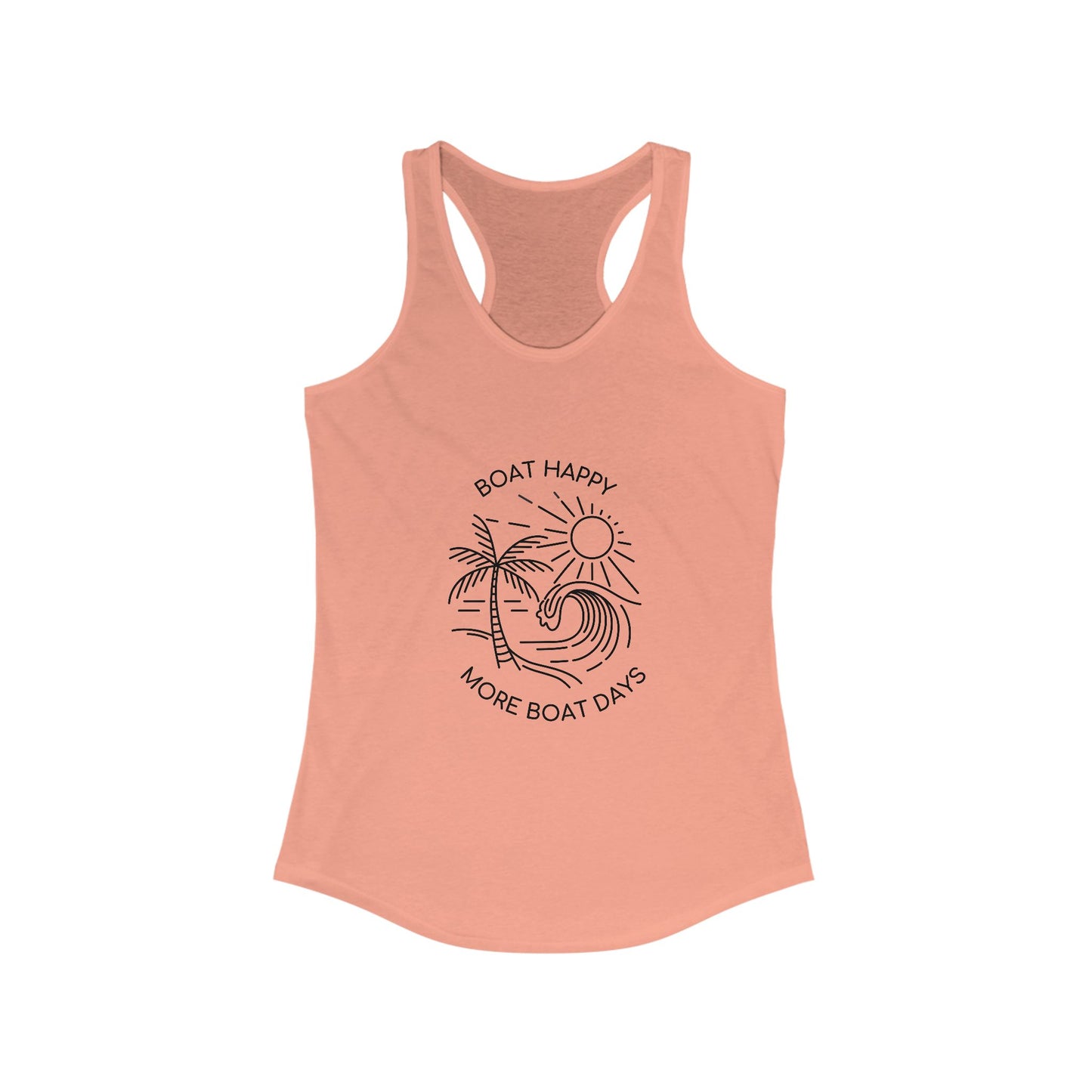 Boating Racerback Tank | Next Level 1533 Tank Top, Palm Tree Wave Sun Design, Coastal Summer Tank, Nautical Beach Tank, Boat Lover Gift