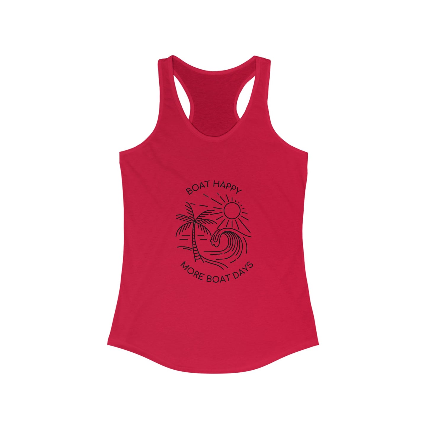 Boating Racerback Tank | Next Level 1533 Tank Top, Palm Tree Wave Sun Design, Coastal Summer Tank, Nautical Beach Tank, Boat Lover Gift