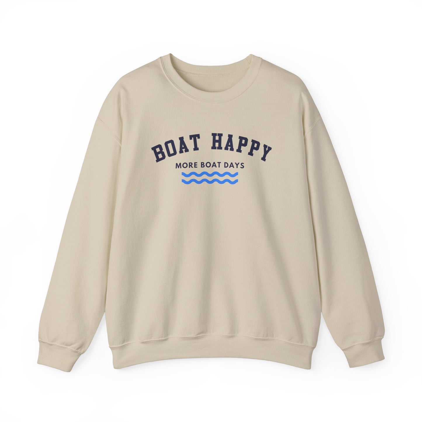 Boat Happy Classic Logo Crewneck Sweatshirt, Unisex Heavy Blend for Cozy Coastal Days, Boating Sweatshirt, Nautical Sweatshirt, Boating Pullover