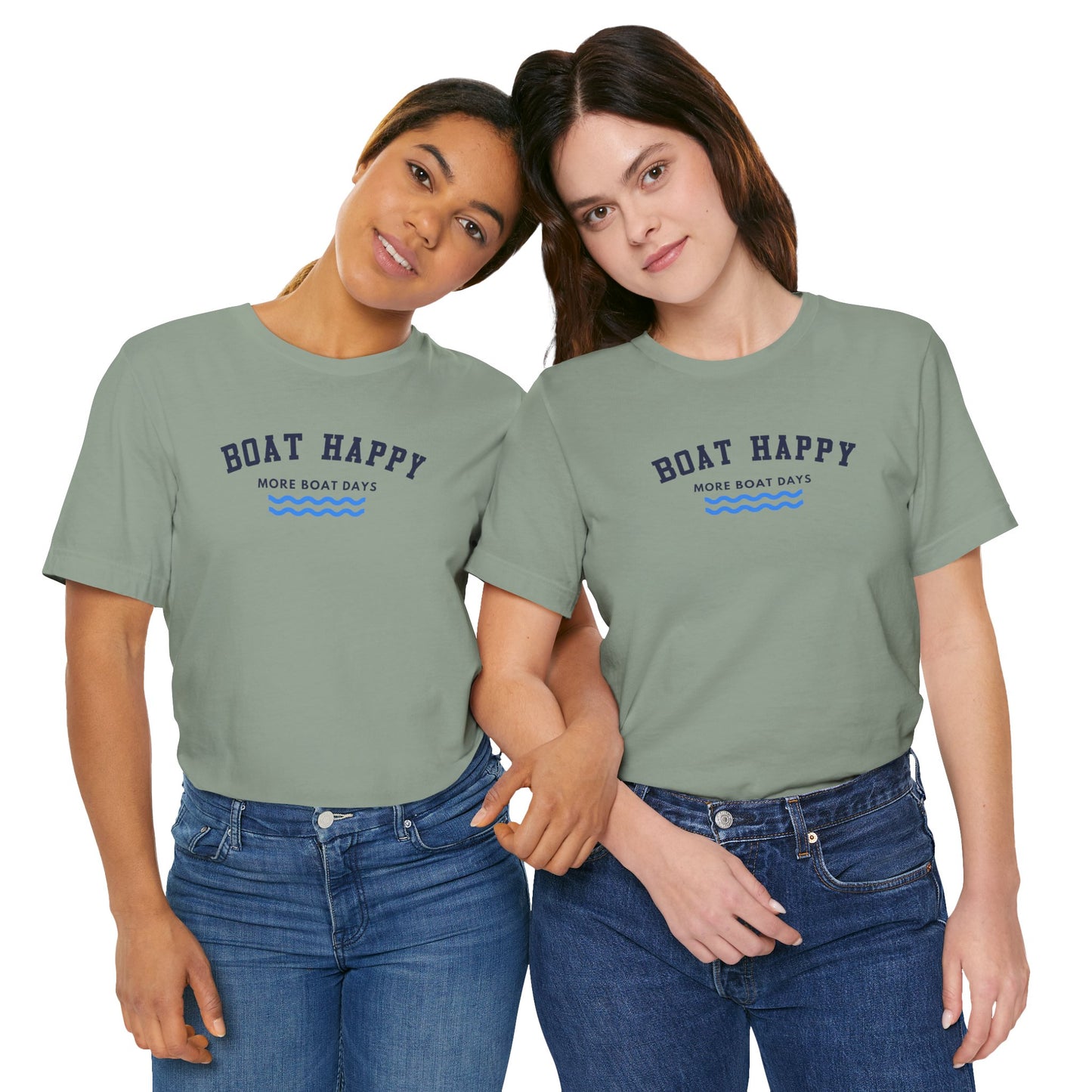 Classic Boat Happy T-Shirt, Bella + Canvas Unisex Jersey Tee, Nautical Boating Shirt, Coastal Lifestyle Apparel, Ocean Lover Gift