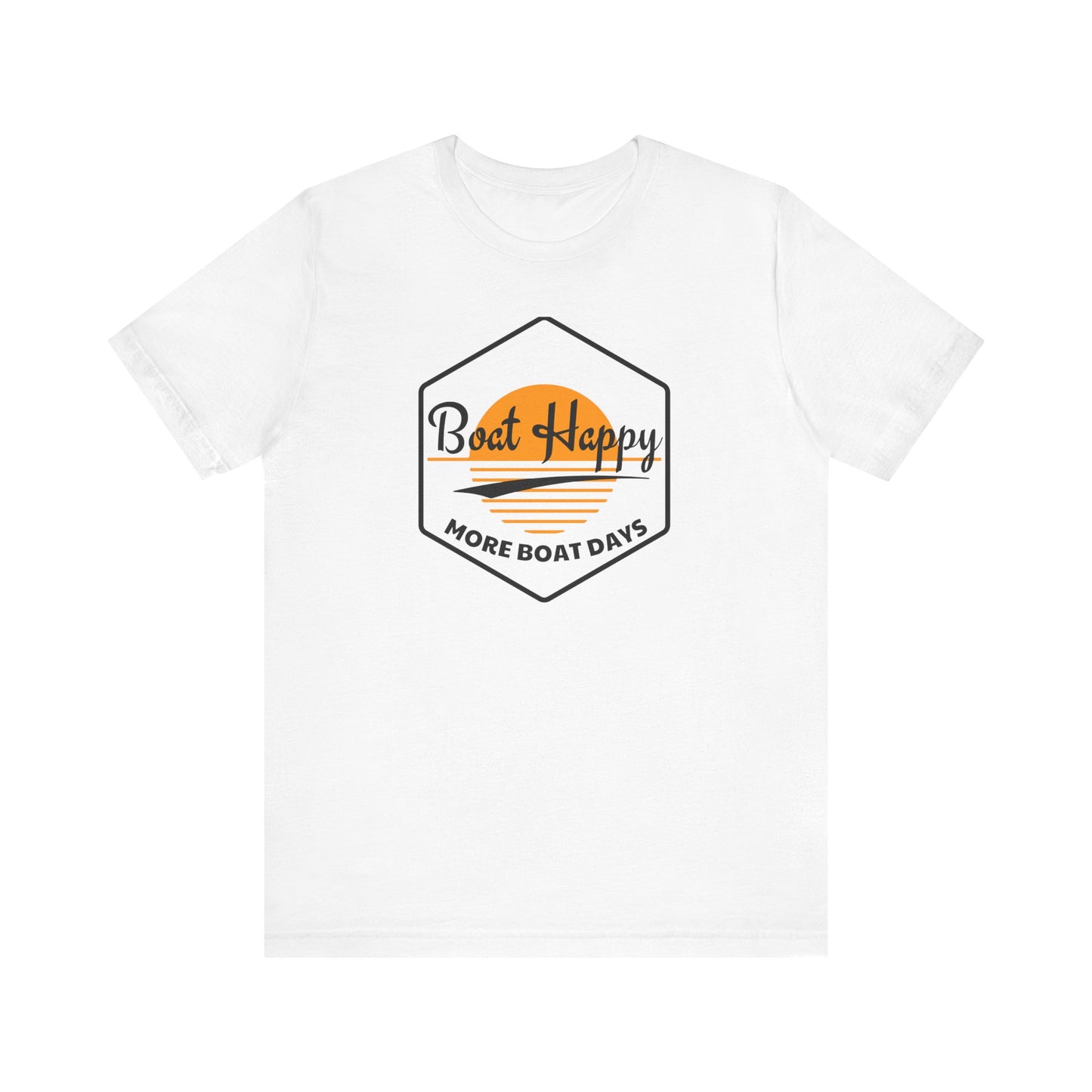 Boat Happy T-Shirt, Sunset Hexagon Design, Perfect T-Shirt for Boat or Beach Lover, Boating Lifestyle Shirt, Coastal Sunset Graphic Tee, Boating T-Shirt