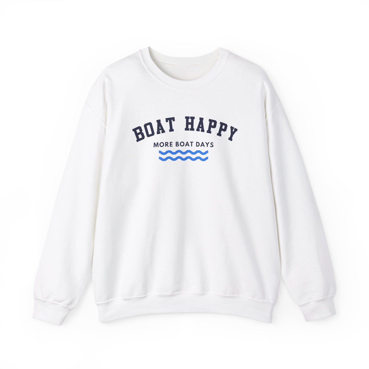 Boat Happy Classic Logo Crewneck Sweatshirt, Unisex Heavy Blend for Cozy Coastal Days, Boating Sweatshirt, Nautical Sweatshirt, Boating Pullover