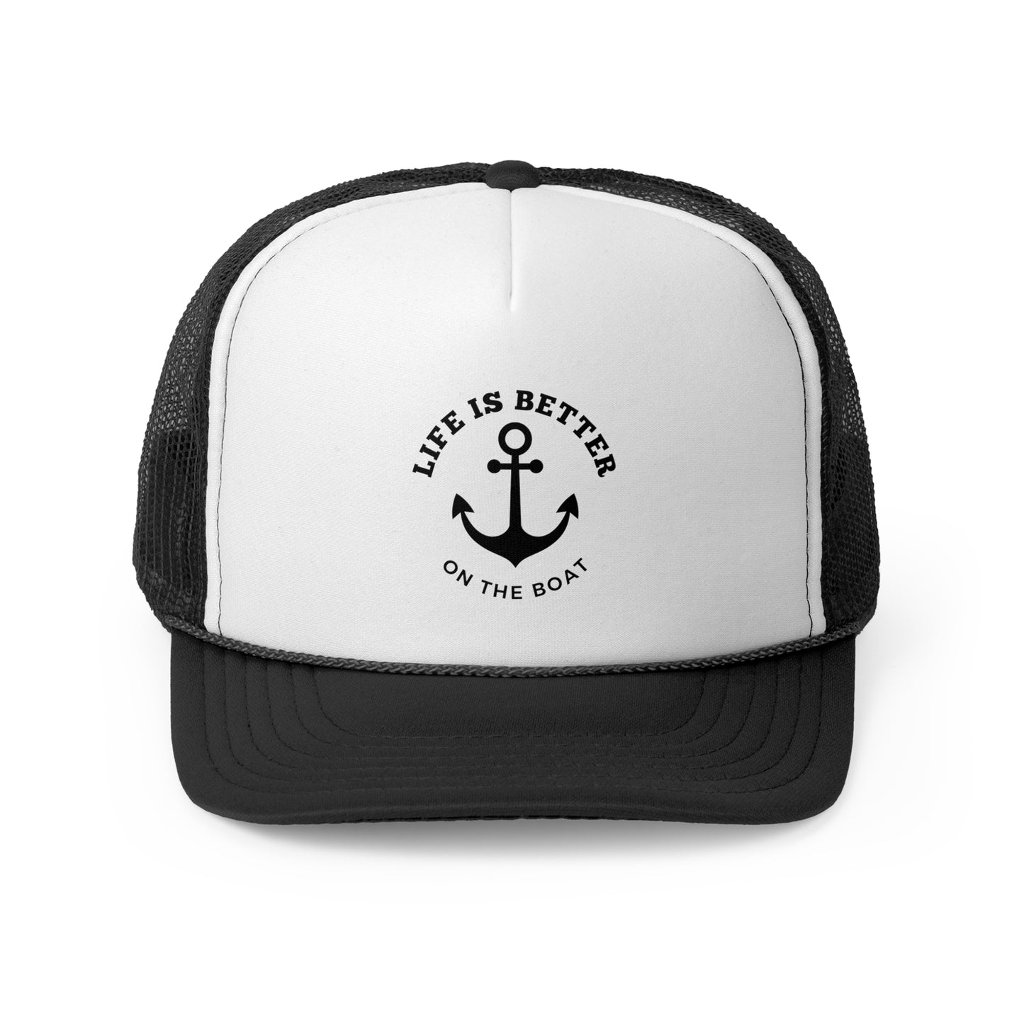 Life Is Better on the Boat Trucker Hat – Otto Mesh Back Boating Cap by Boat Happy