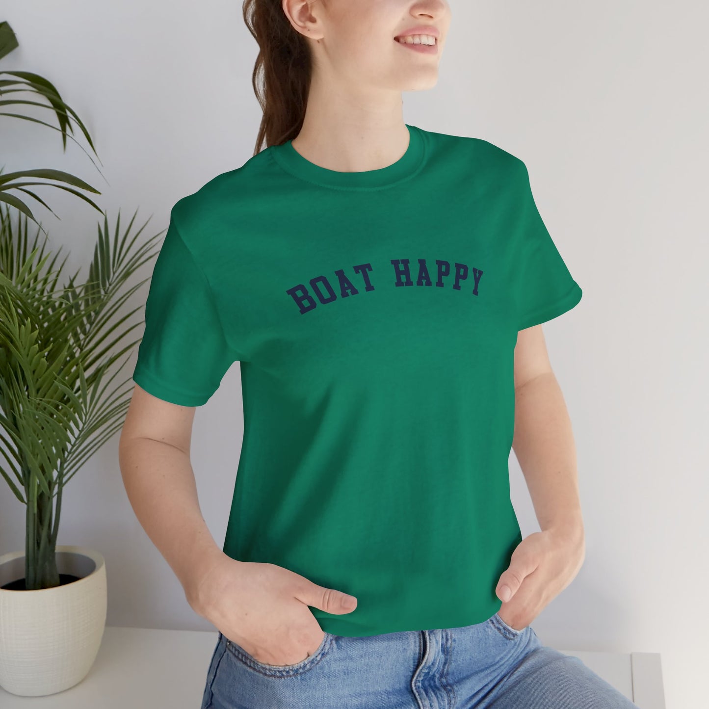 Boat Happy Bella + Canvas 3001 T-Shirt, Soft Nautical Tee for Boating Lovers, Boating T-Shirt, Nautical T-Shirt, Boating Gift for Boat Lover