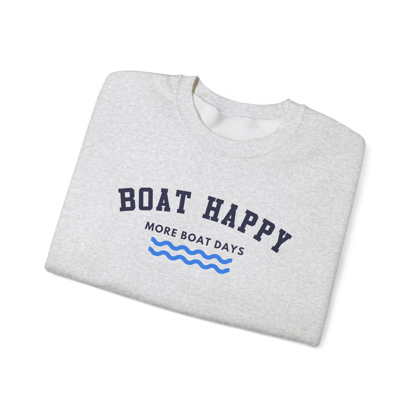 Boat Happy Classic Logo Crewneck Sweatshirt, Unisex Heavy Blend for Cozy Coastal Days, Boating Sweatshirt, Nautical Sweatshirt, Boating Pullover