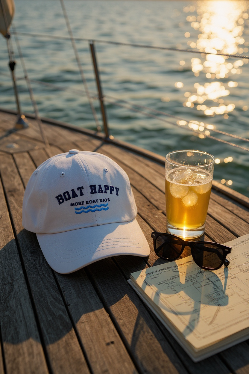 Boat Happy Original Dad Hat β More Boat Days Embroidered Logo | Boating Lifestyle Hat