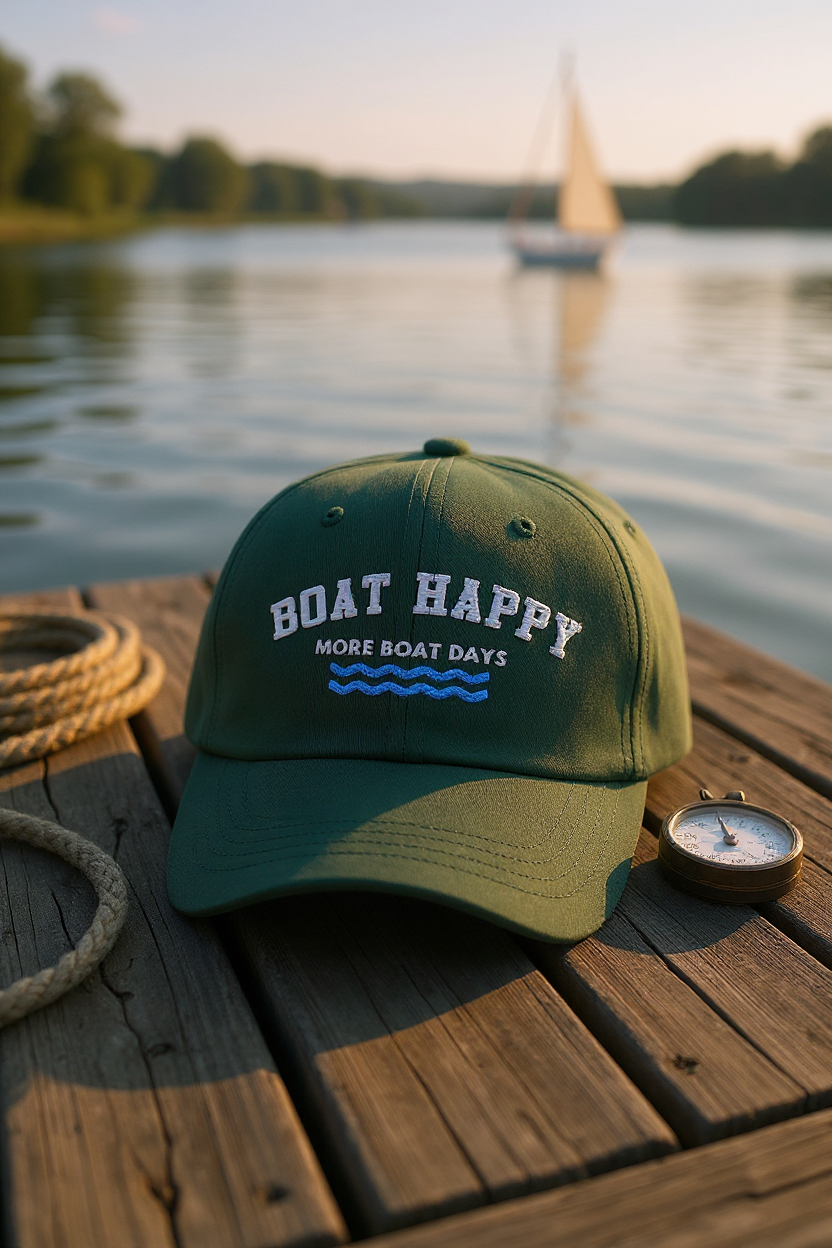 Boat Happy Dad Hat – Embroidered More Boat Days Logo, Adjustable Boating Cap