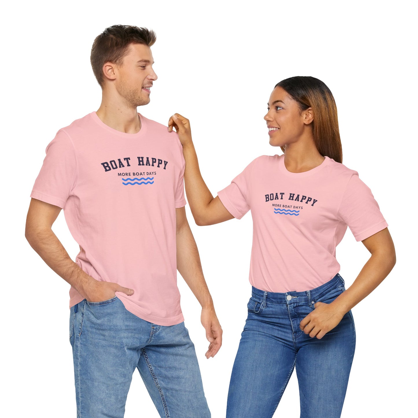 Classic Boat Happy T-Shirt, Bella + Canvas Unisex Jersey Tee, Nautical Boating Shirt, Coastal Lifestyle Apparel, Ocean Lover Gift