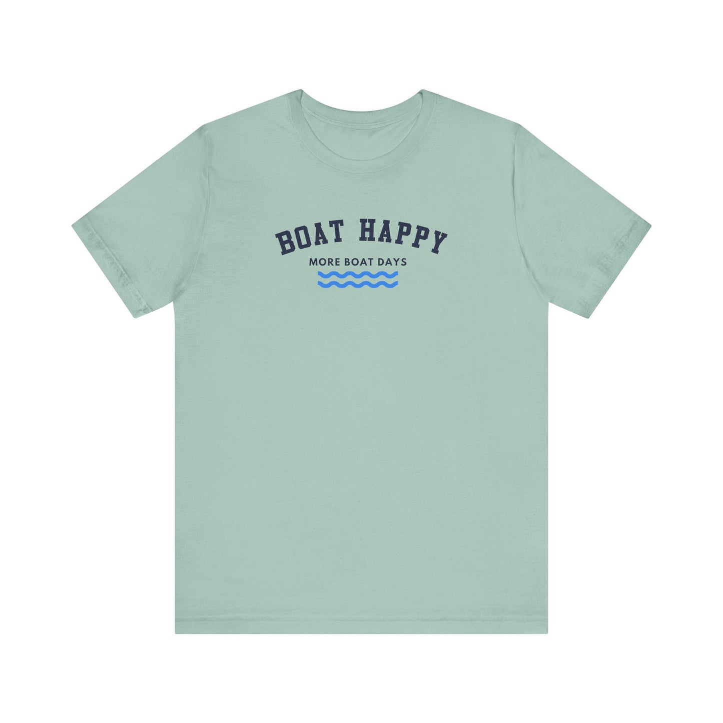 Classic Boat Happy T-Shirt, Bella + Canvas Unisex Jersey Tee, Nautical Boating Shirt, Coastal Lifestyle Apparel, Ocean Lover Gift