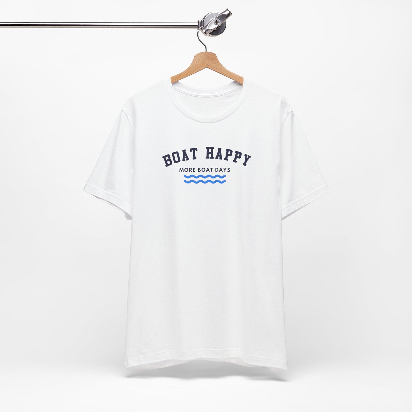 Classic Boat Happy T-Shirt, Bella + Canvas Unisex Jersey Tee, Nautical Boating Shirt, Coastal Lifestyle Apparel, Ocean Lover Gift