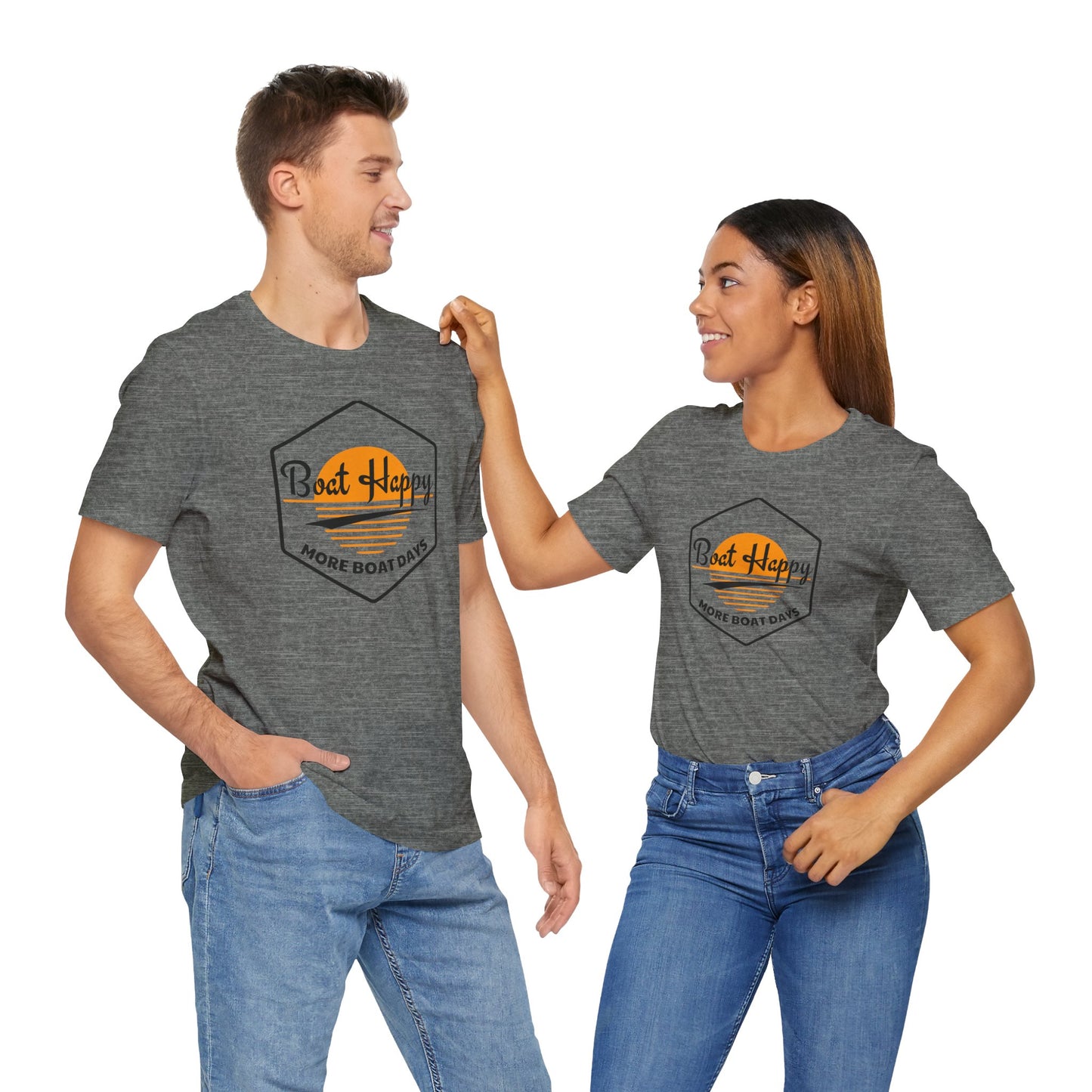 Boat Happy T-Shirt, Sunset Hexagon Design, Perfect T-Shirt for Boat or Beach Lover, Boating Lifestyle Shirt, Coastal Sunset Graphic Tee, Boating T-Shirt