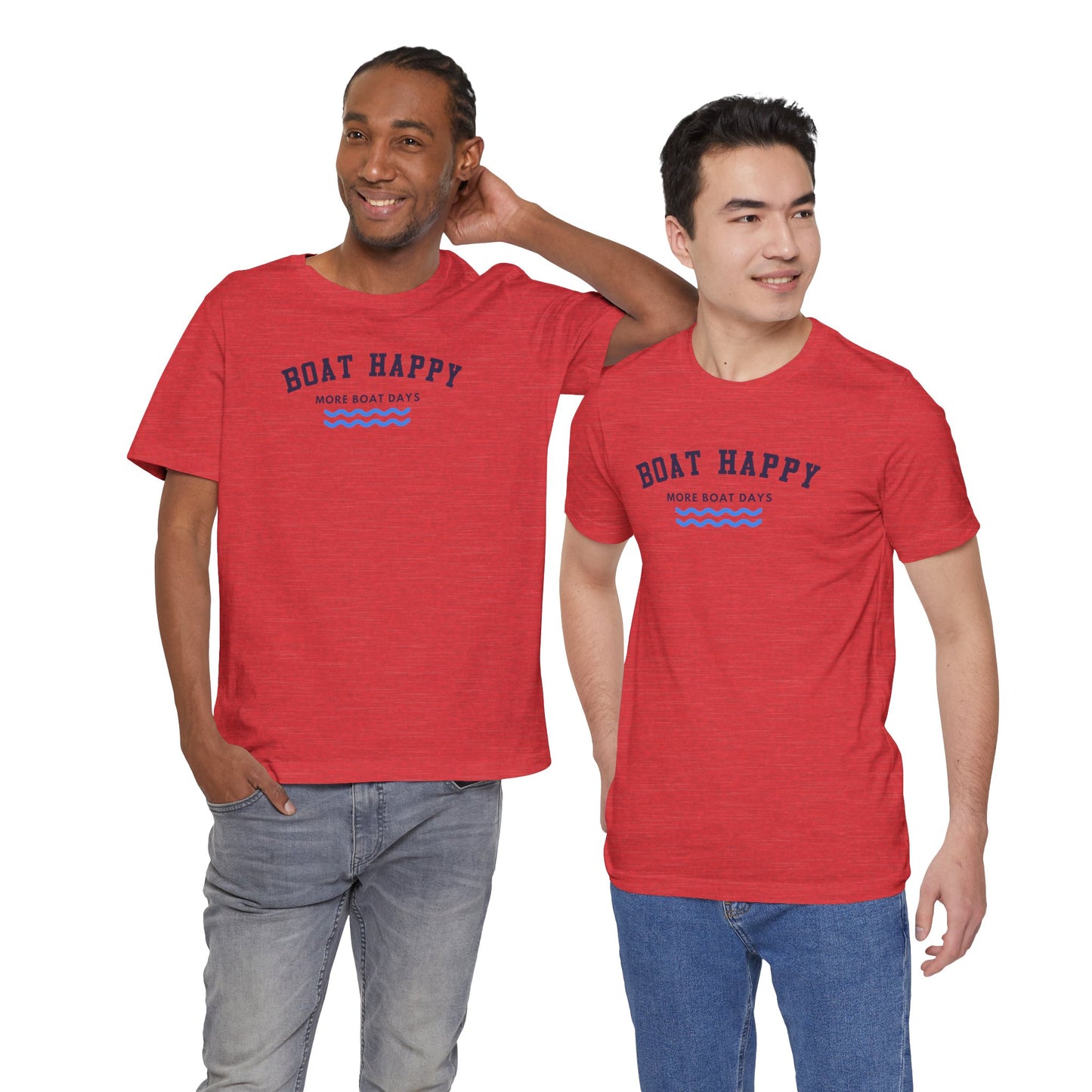 Classic Boat Happy T-Shirt, Bella + Canvas Unisex Jersey Tee, Nautical Boating Shirt, Coastal Lifestyle Apparel, Ocean Lover Gift