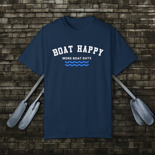 Classic Boat Happy Logo T-Shirt, Bella + Canvas Unisex Jersey Tee, Nautical Coastal Shirt, Boating Gift for Him & Her, Ocean Life Apparel