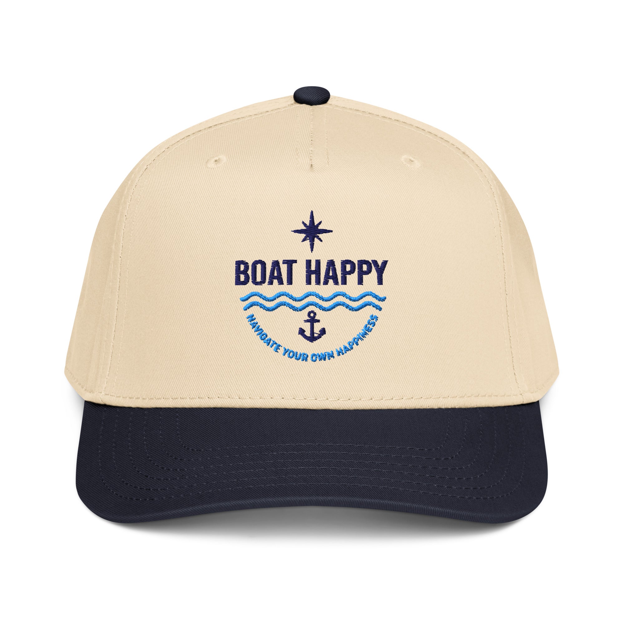 Embroidered Boat Happy Coastal Trucker Hat - Navigate Your Own Happine
