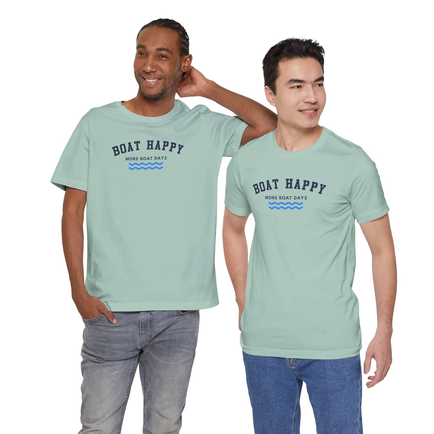 Classic Boat Happy T-Shirt, Bella + Canvas Unisex Jersey Tee, Nautical Boating Shirt, Coastal Lifestyle Apparel, Ocean Lover Gift