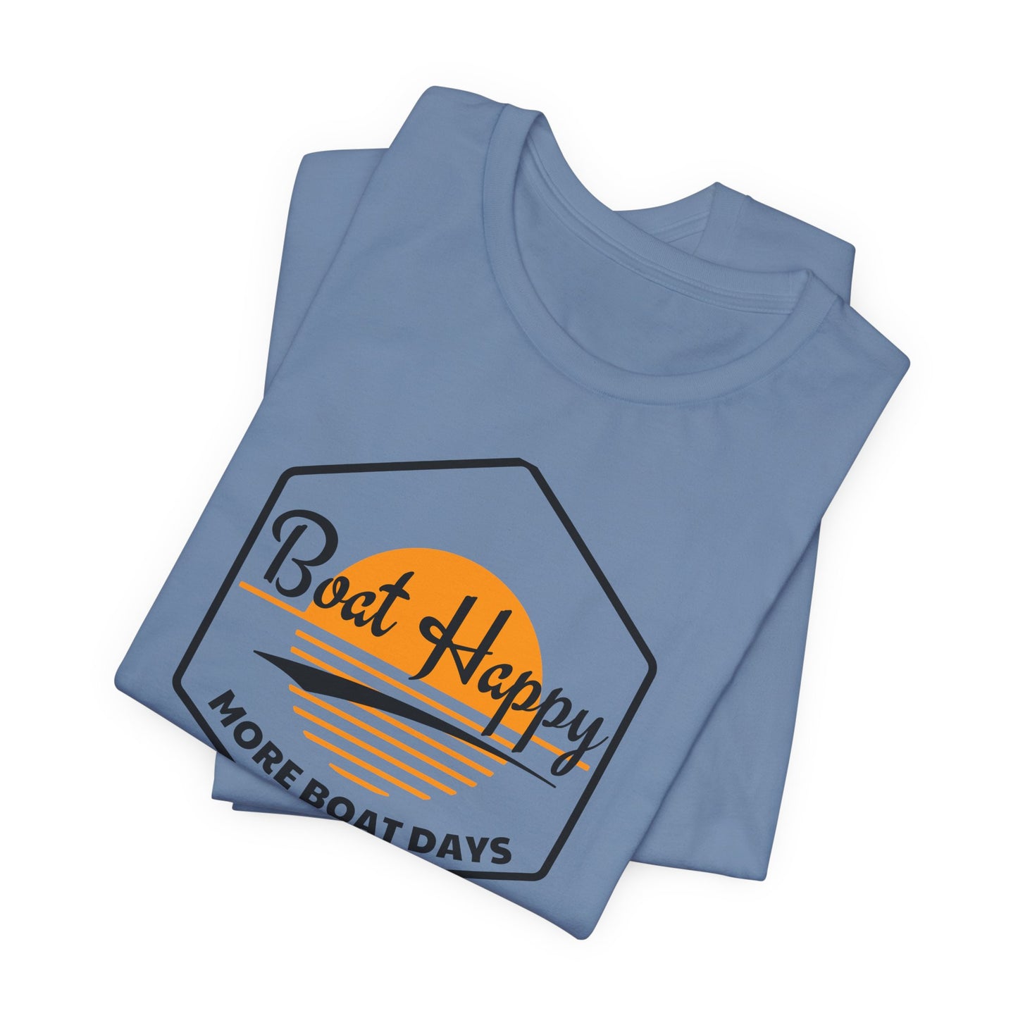 Boat Happy T-Shirt, Sunset Hexagon Design, Perfect T-Shirt for Boat or Beach Lover, Boating Lifestyle Shirt, Coastal Sunset Graphic Tee, Boating T-Shirt