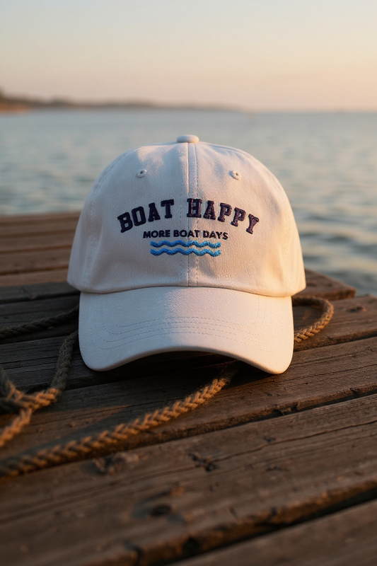 Boat Happy Original Dad Hat – More Boat Days Embroidered Logo | Boating Lifestyle Hat