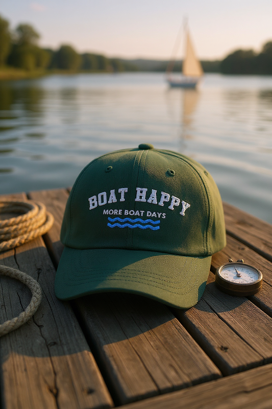 Boat Happy Dad Hat – Embroidered More Boat Days Logo, Adjustable Boating Cap