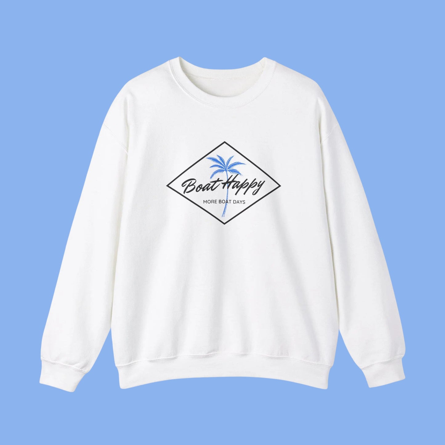 Boat Happy Palm Tree Diamond Crewneck – Nautical Sweatshirt