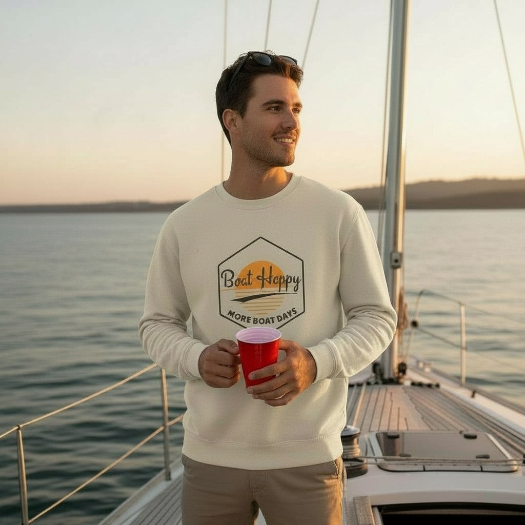Sunset Boating Crewneck – Gildan 18000 Coastal Sweatshirt