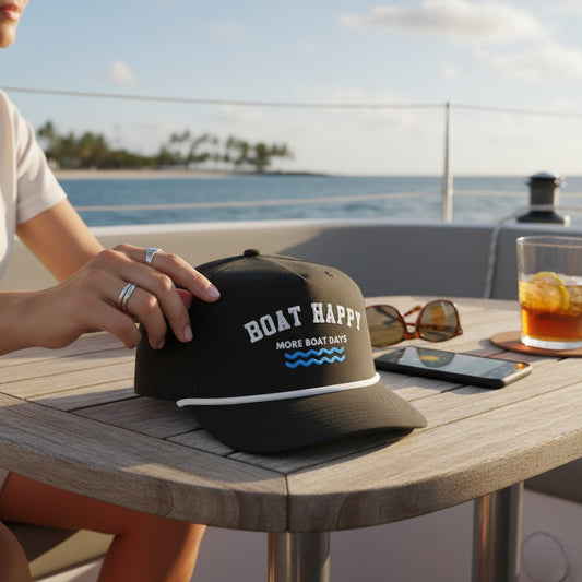 Boat Happy Golf Rope Hat – Sun Protection & Style | More Boat Days Embroidered Boating Cap