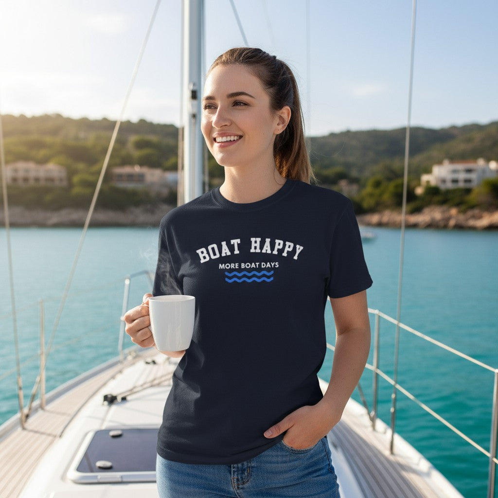 Boat Happy Graphic T-Shirt – Comfort Colors | Boat Shirt
