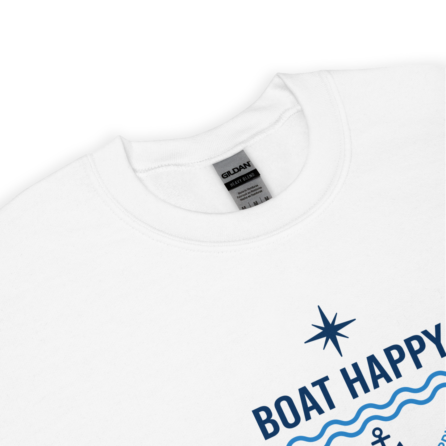 Boat Happy Core Collection Crewneck Sweatshirt | Classic Nautical Logo | White & Ash