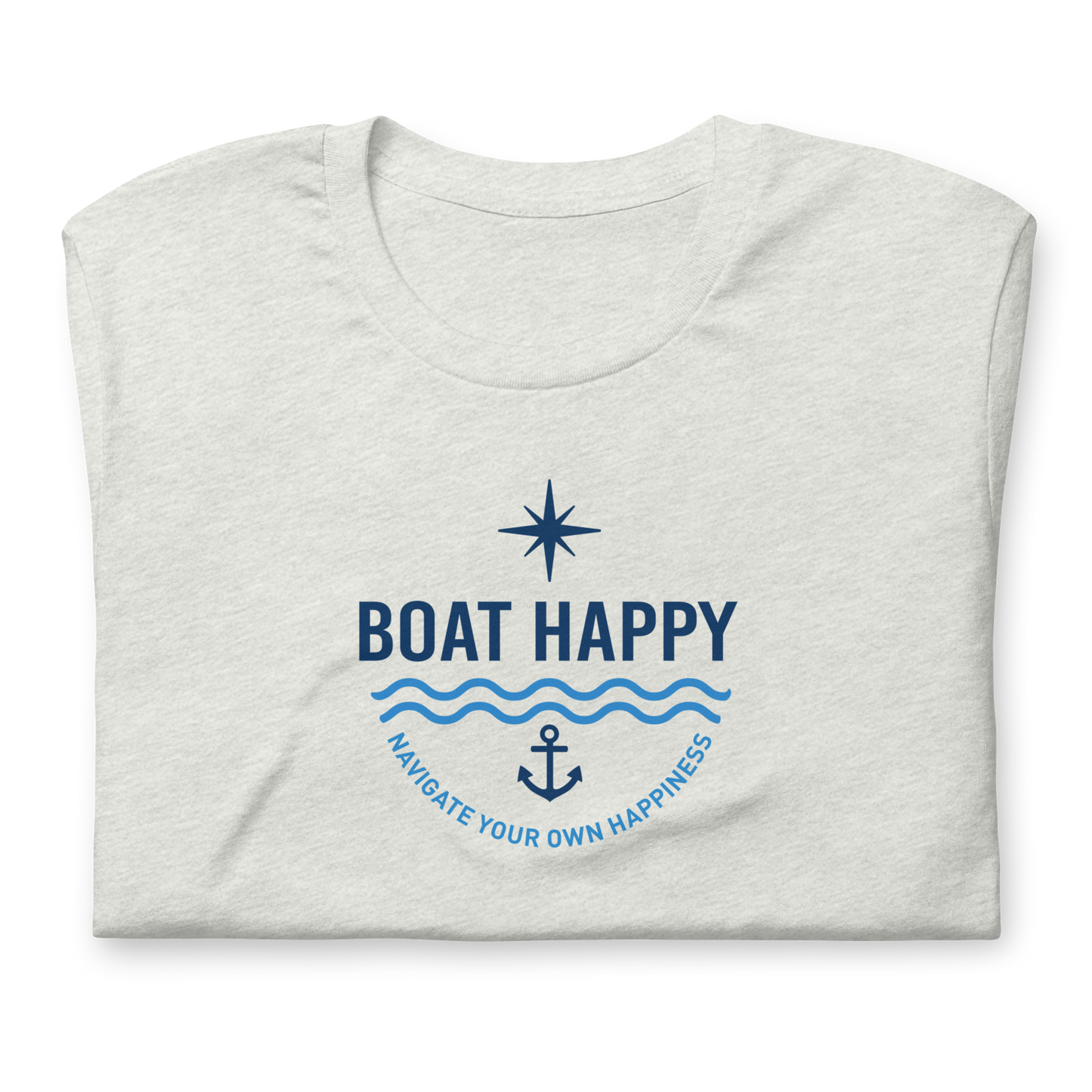 Boat Happy Classic T-Shirt – Nautical Badge Logo | Soft Unisex Tee