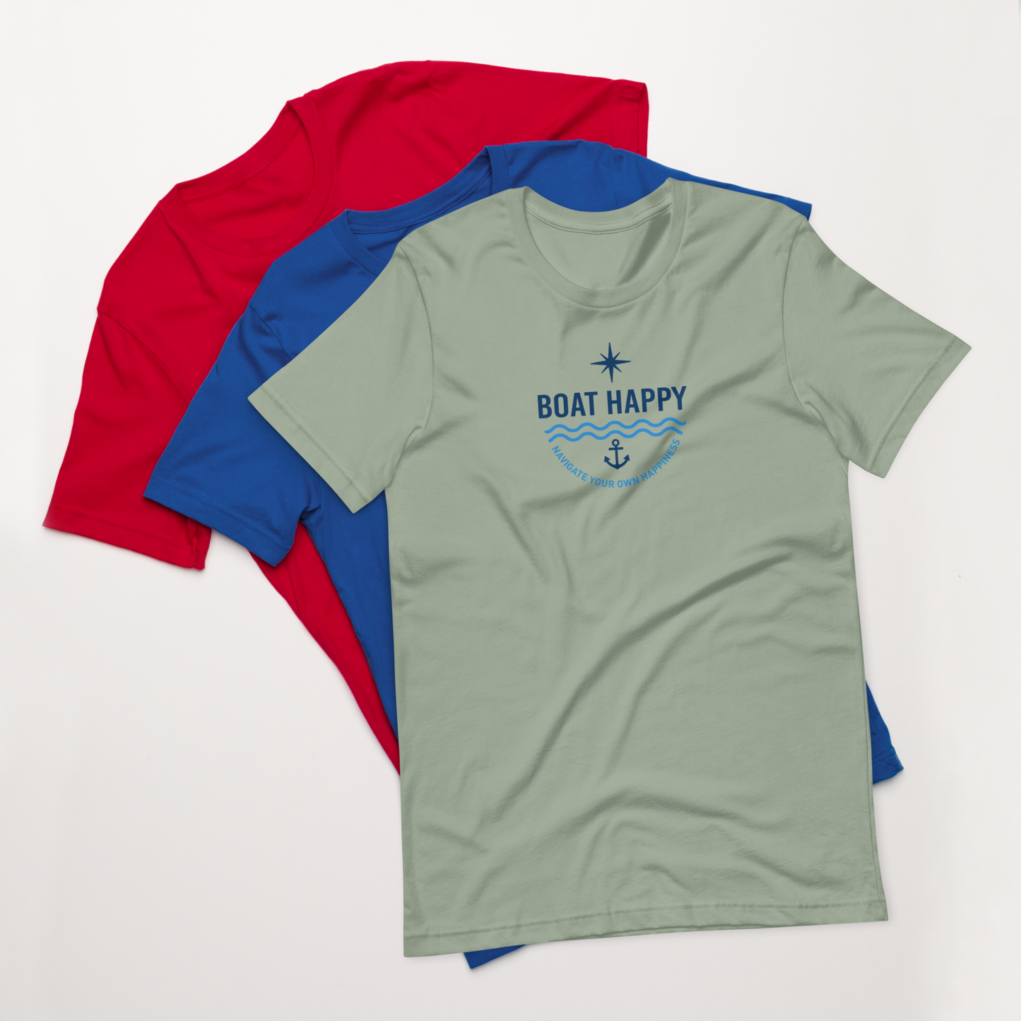 Boat Happy Classic T-Shirt – Nautical Badge Logo | Soft Unisex Tee