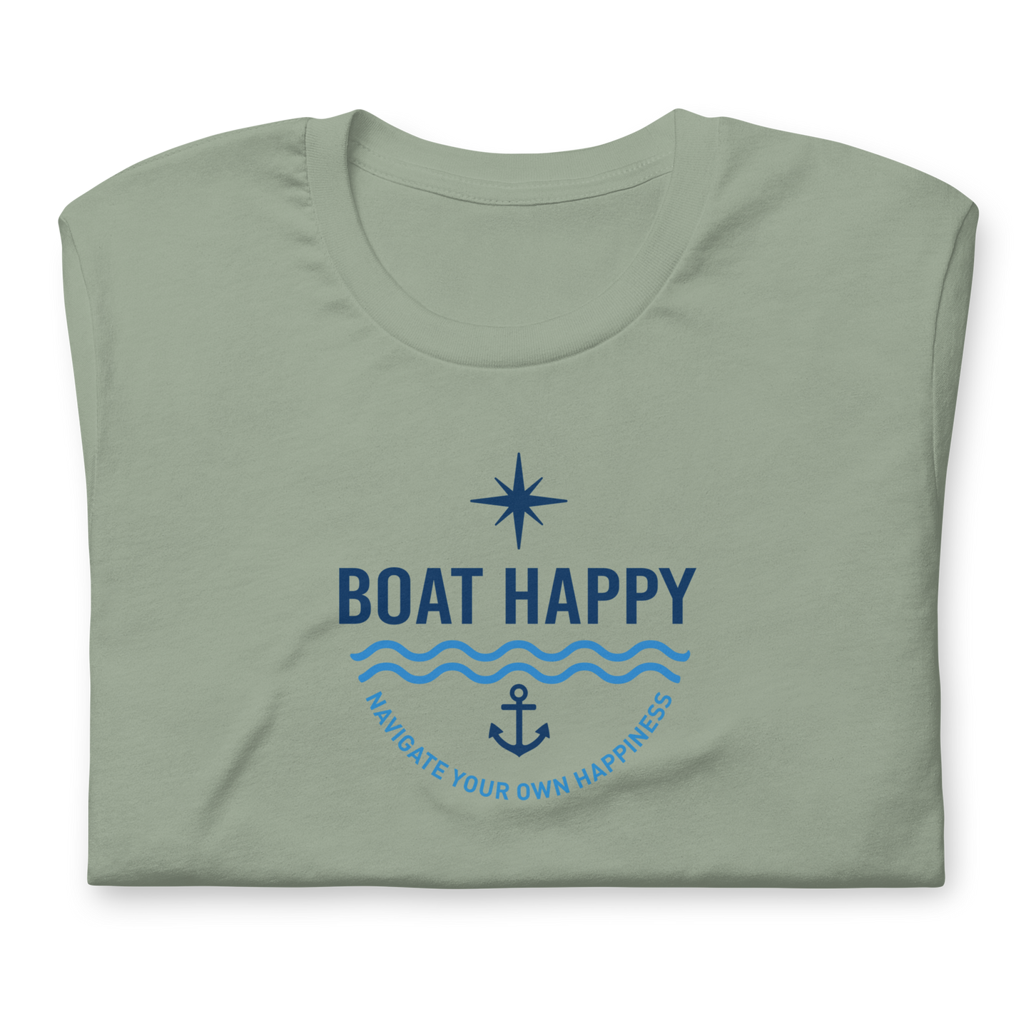 Boat Happy Classic T-Shirt – Nautical Badge Logo | Soft Unisex Tee