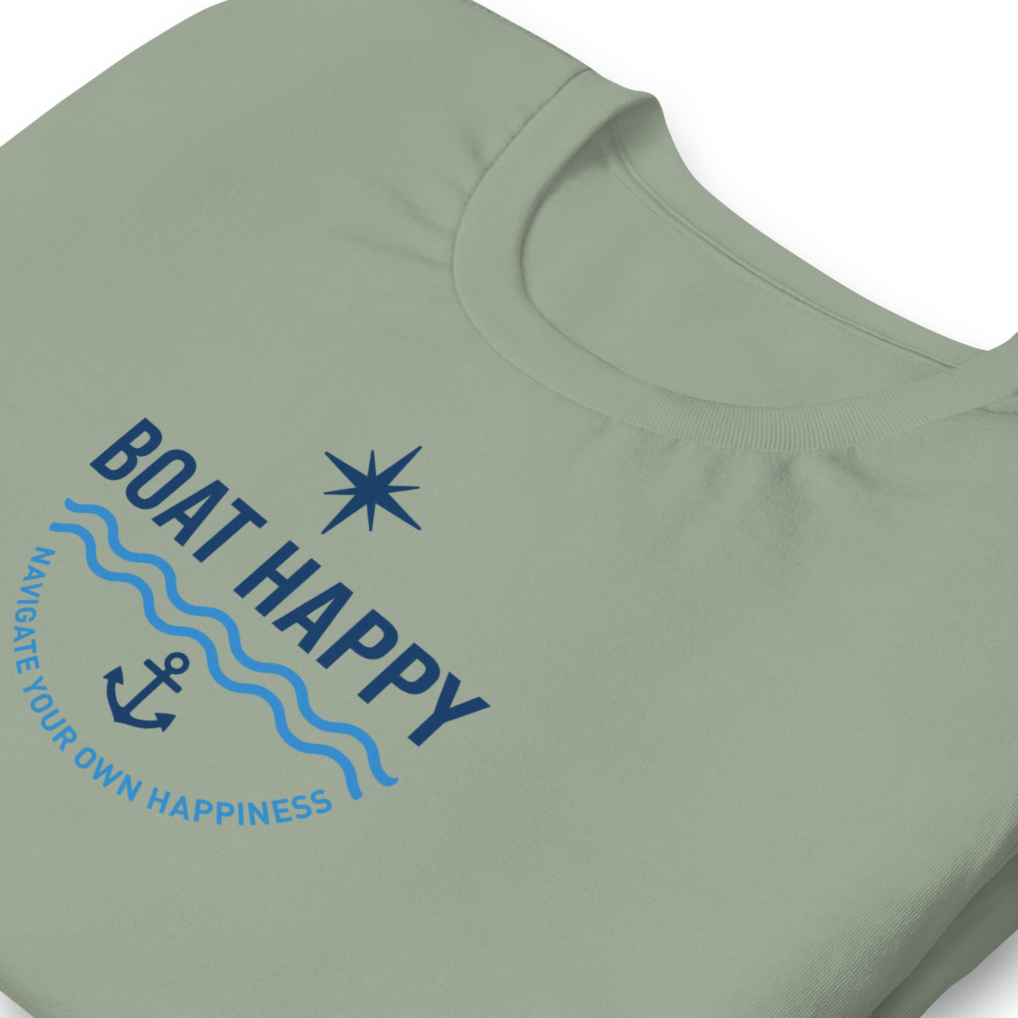 Boat Happy Classic T-Shirt – Nautical Badge Logo | Soft Unisex Tee