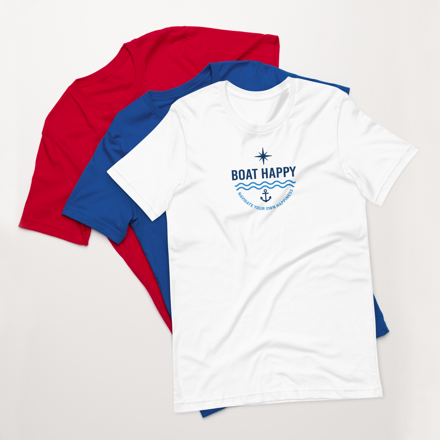 Boat Happy Classic T-Shirt – Nautical Badge Logo | Soft Unisex Tee