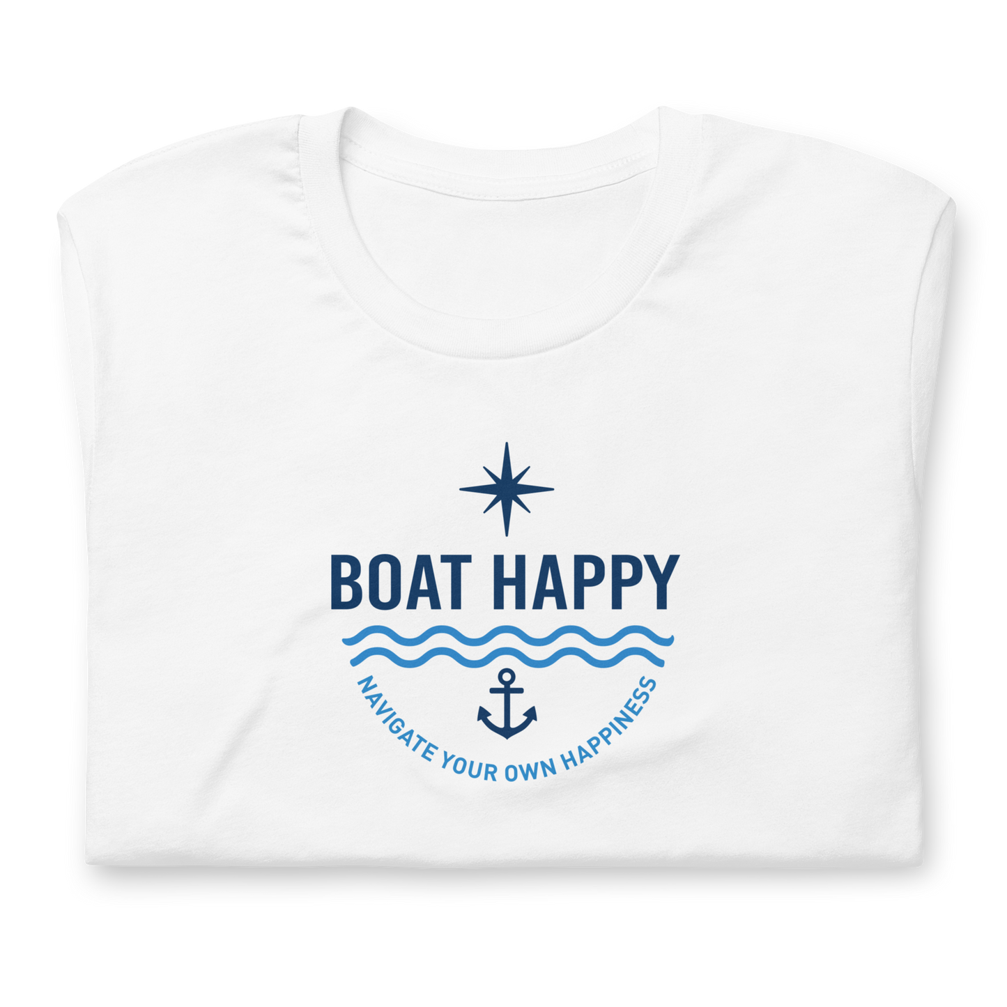 Boat Happy Classic T-Shirt – Nautical Badge Logo | Soft Unisex Tee